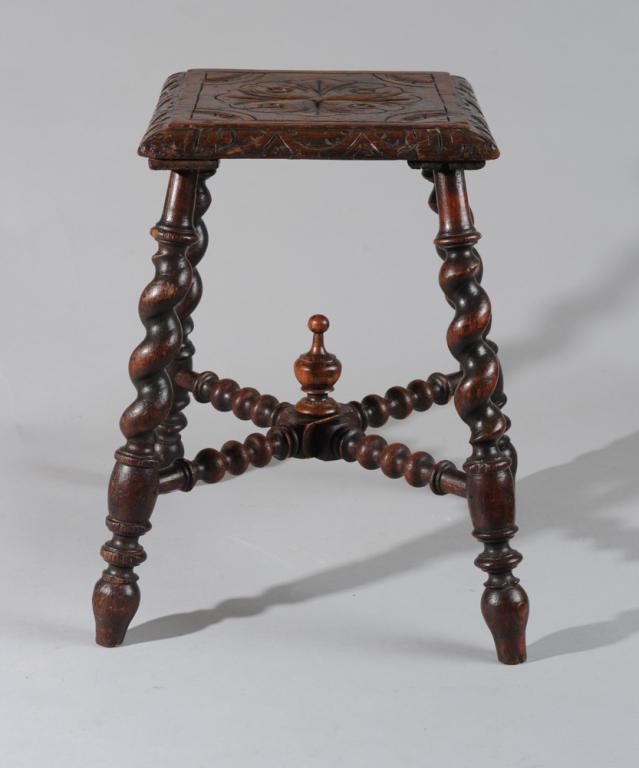 English Oak Carved & Turned Stool (1 of 6)
