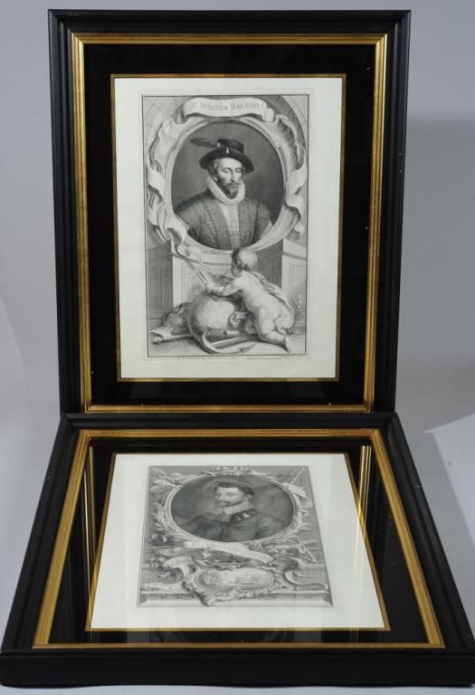 Two Antique Houbraken Engravings, Drake & Ralegh (1 of 6)