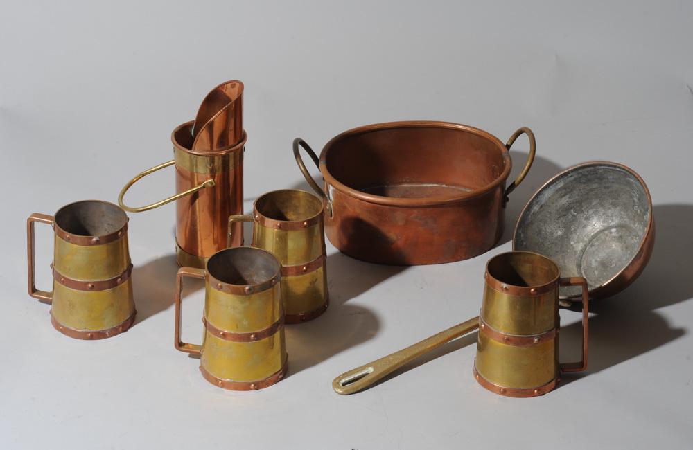 Copper & Brass Lot: Vintage Mexican, English (1 of 3)