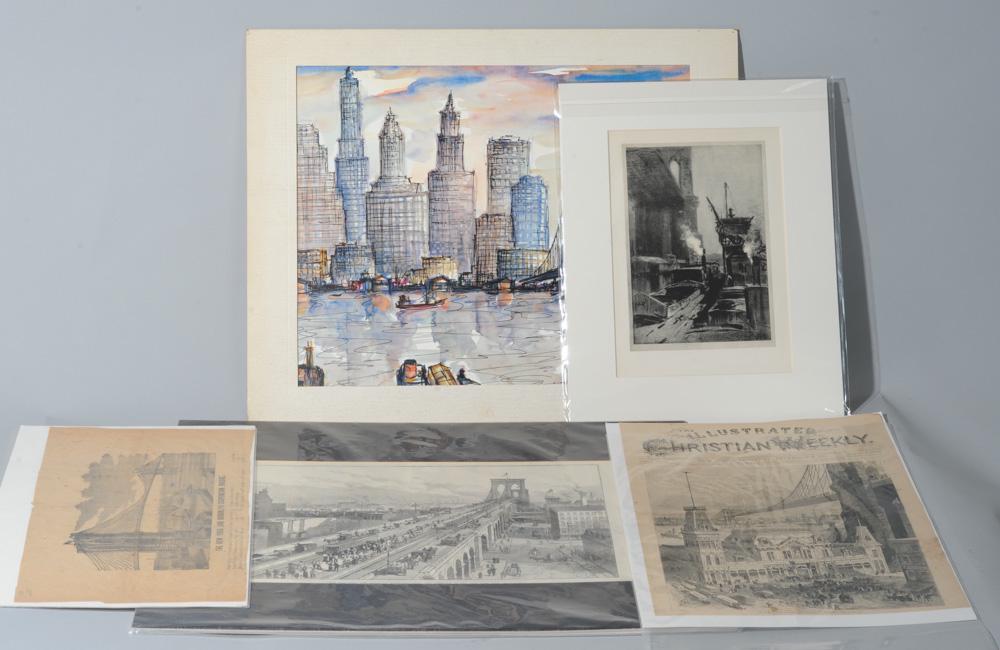 Lot of Brooklyn Bridge Artwork, Prints (1 of 1)