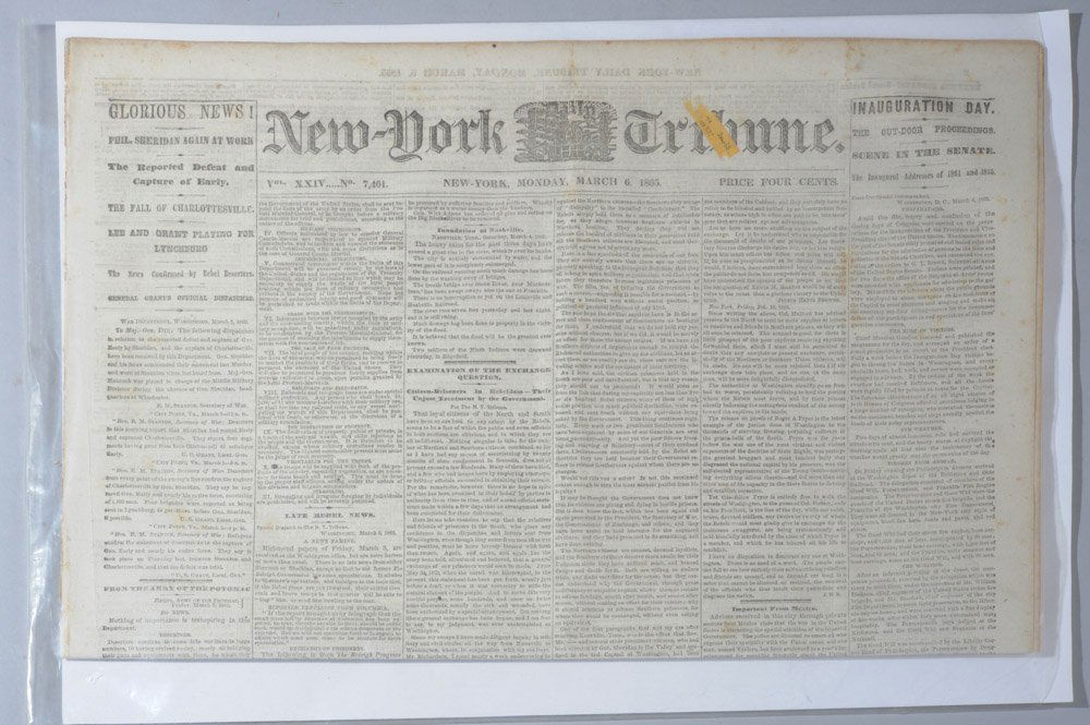 New York Tribune 1865 "Fall of Charlottesville" (1 of 3)