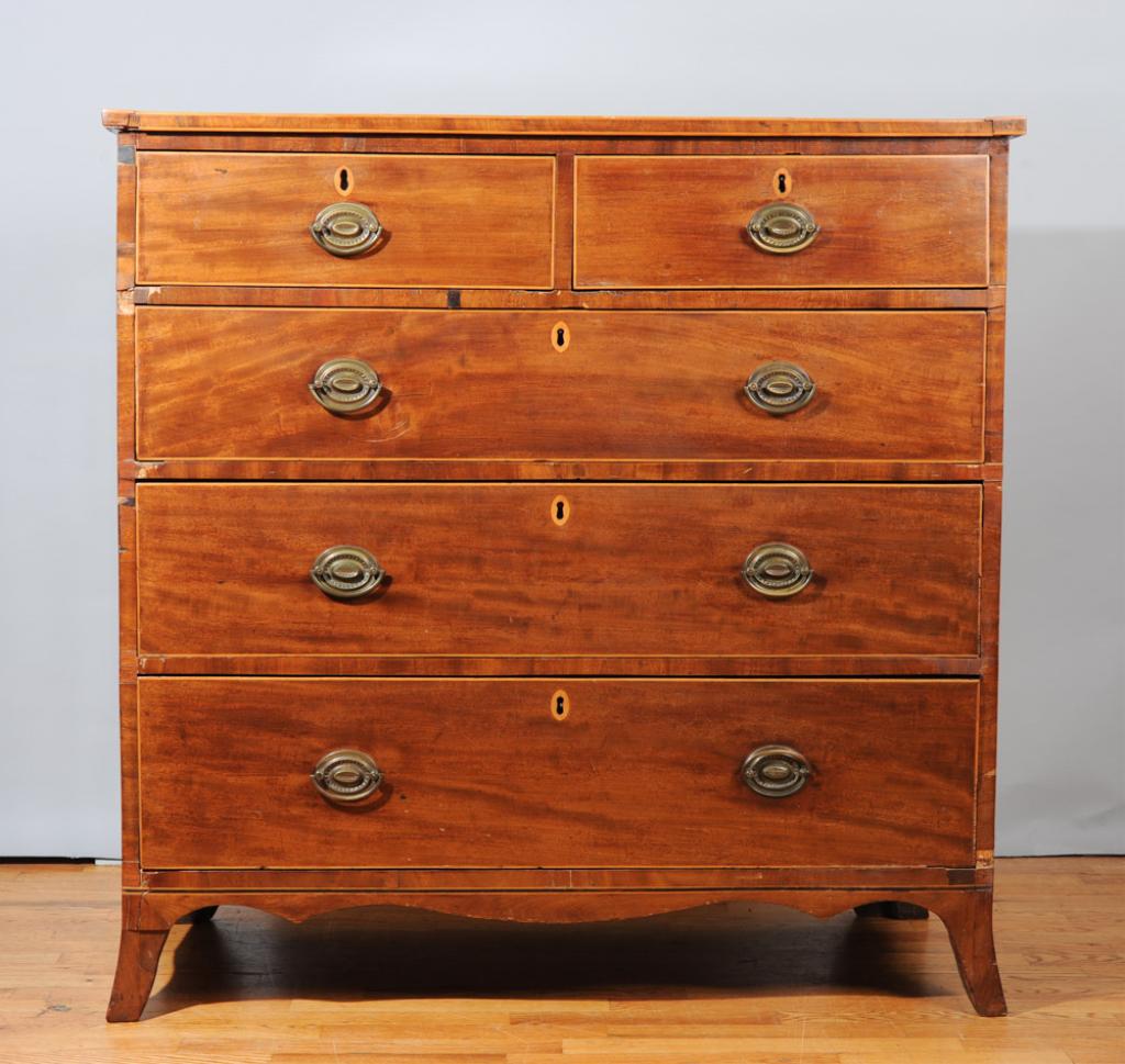 E. 19th C. English Mahogany Inlaid Chest of Drawer (1 of 18)
