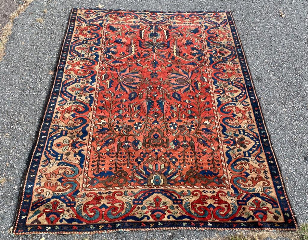 Antique Persian Rug: In as-found condition.Approx. 6' 5" x 4' 10 1/2".