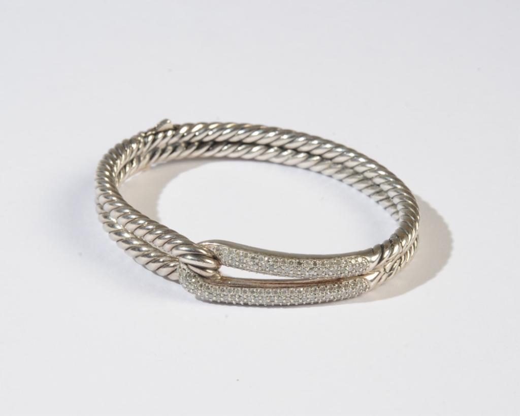 David Yurman Sterling Silver & Diamond Bracelet (1 of 2)