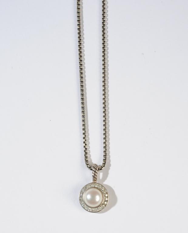 David Yurman Diamond, Sterling & Pearl Necklace (1 of 4)