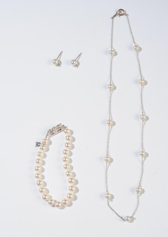 Mikimoto Pearl Earrings, Necklace & Bracelet (1 of 4)