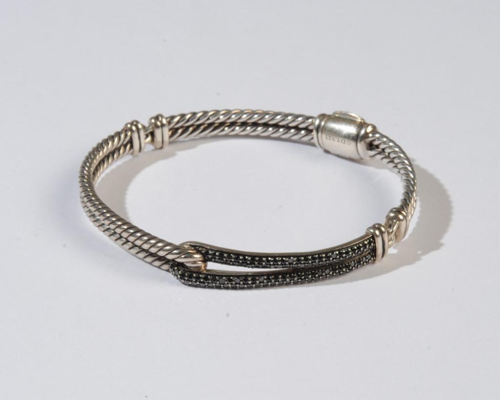 David Yurman Black Diamond & Sterling Bracelet (1 of 3)