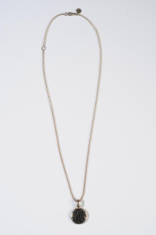 John Hardy Sterling & Treated Black Sapphire: John Hardy Sterling & Treated Black Sapphire necklace.L: approx. 18".