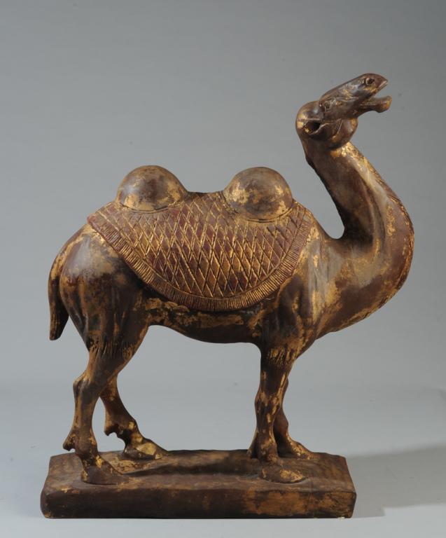 Large Asian Carved Gilt Wood Bactrian Camel (1 of 3)