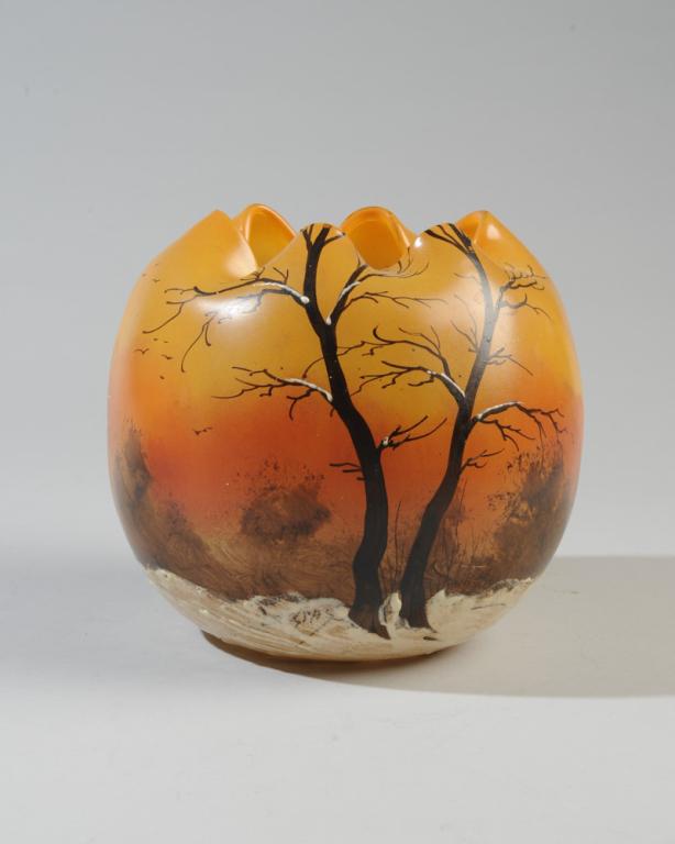 Signed Legras Enameled Glass Rose Bowl Vase (1 of 8)