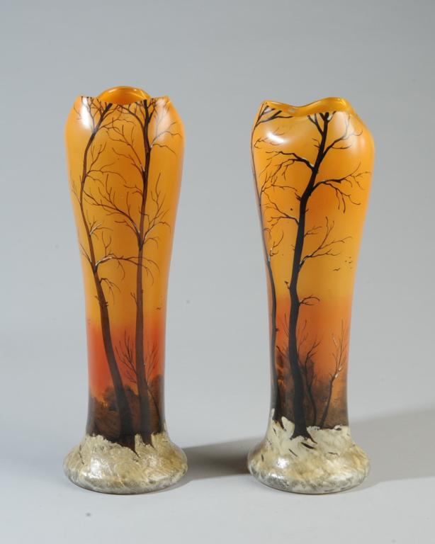 Pair Signed Legras Enameled Glass Vases (1 of 11)