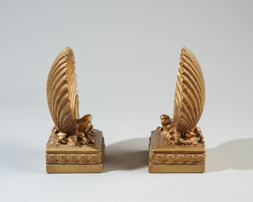 Pair of Gilt Painted Shell Form Bookends (1 of 4)