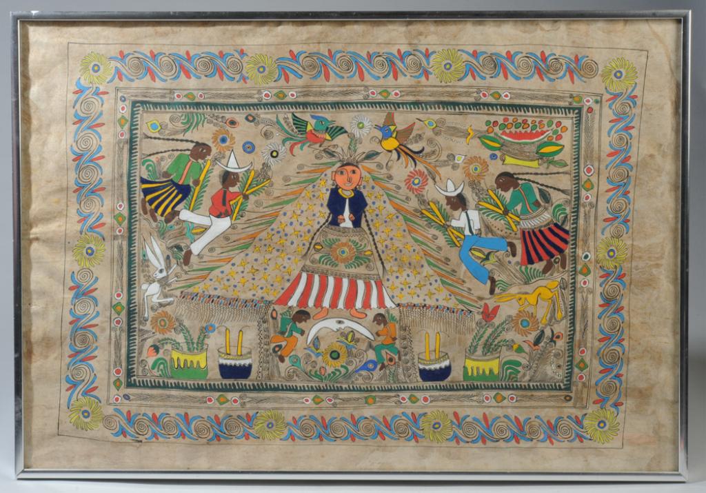 Vintage Mexican Folk Art Amate Painting (1 of 2)