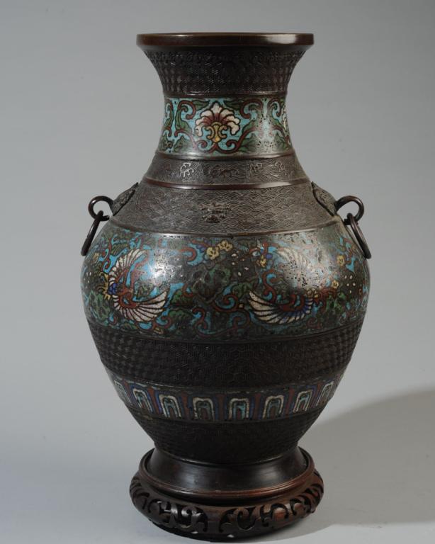 Chinese or Japanese Champleve Enamel Vase (1 of 3)
