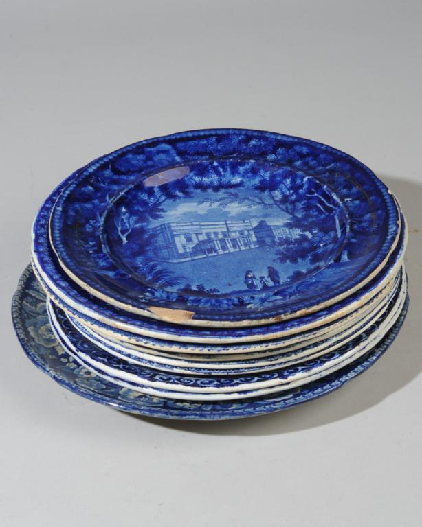 9 Staffordshire Historical Blue Plates (1 of 11)