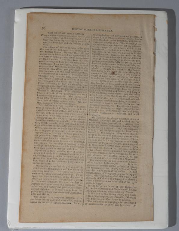 1816 Newspaper - Thomas Jefferson (1 of 3)