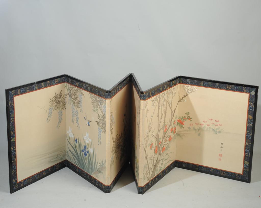 Signed Japanese Six Panel Screen (1 of 4)