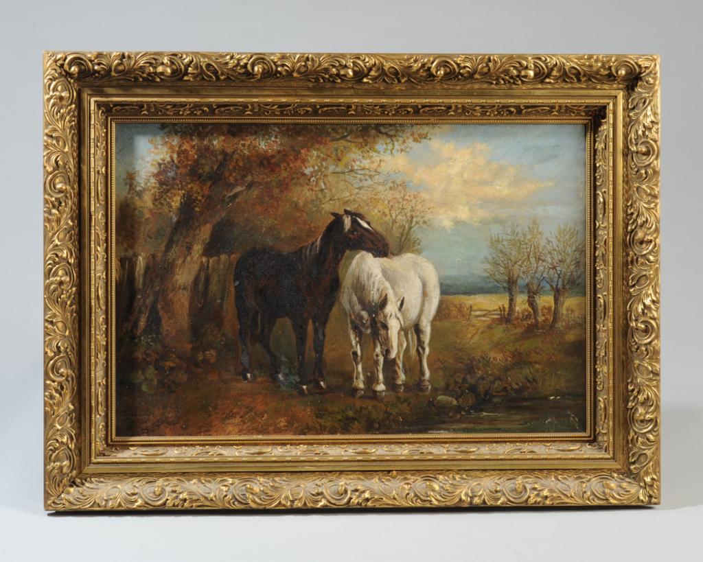19th C. Oil on Canvas Painting of Horses (1 of 9)