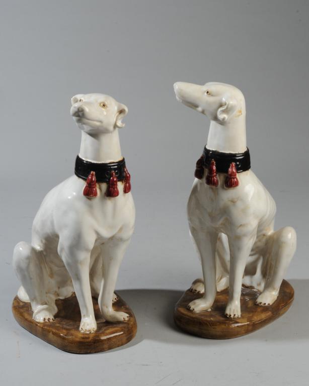 Pair Seated Ceramic Dogs (1 of 7)