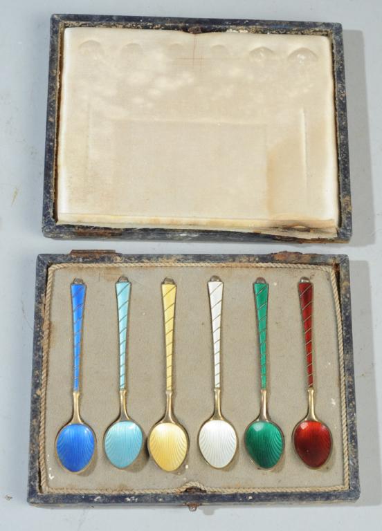 Six Danish Sterling Silver Enameled Spoons (1 of 4)