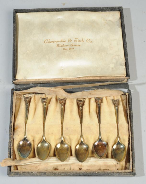 6 English Sterling Silver Foxhead Demitasse Spoons (1 of 8)