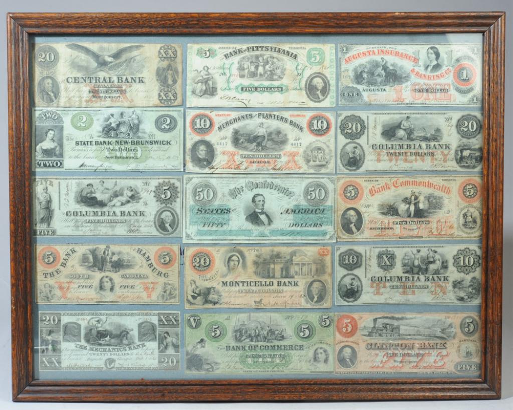 Framed Obsolete & Confederate Currency (1 of 9)