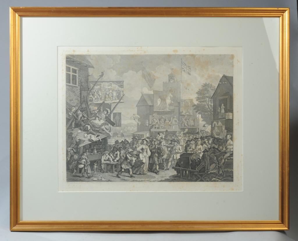 Framed Antique Hogarth Print, Southwark Fair (1 of 5)