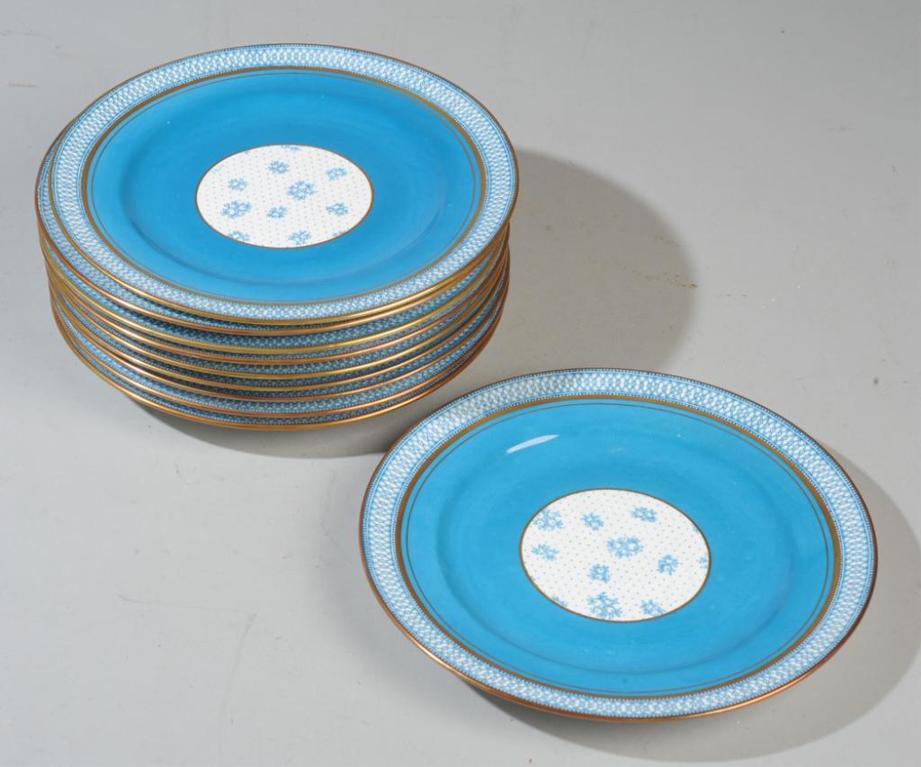 E. Hughes & Co. Staffordshire Tuquoise Blue Plates (1 of 3)