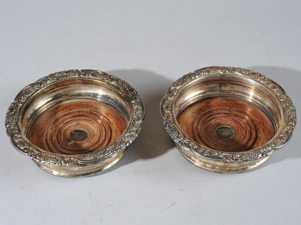Pair Antique Silver Plate Bottle Coasters (1 of 4)