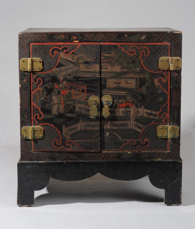 Small Chinese Painted Lacquer Chest on Stand (1 of 7)