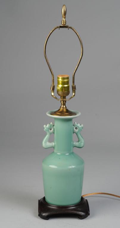 Chinese Celadon Mallet Vase as Lamp (1 of 2)