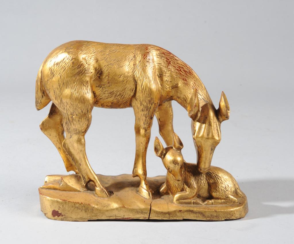 Asian Giltwood Lacquer Deer and Fawn (1 of 4)