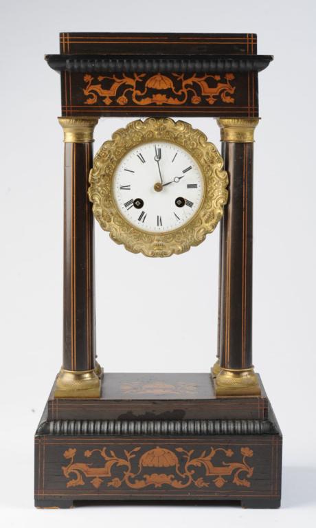19th C. Inlaid French Portico Mantle Clock (1 of 4)