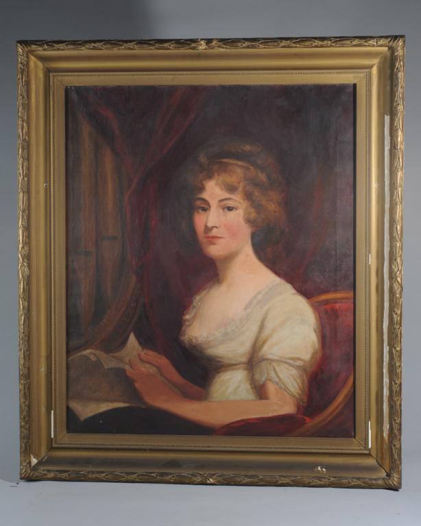 Alyn Williams (1865 - 1941) after Gilbert Stuart: Oil on canvas portrait after Gilbert Stuart of Anna Maria Brodeau Thornton by Alyn Williams (Wales / Washington DC, 1865 - 1941), signed and dated 1923 to verso, possibly re-lined canvas, framed (dama