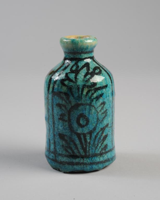 Persian Turquoise Blue & Black Pottery Vase (1 of 5)