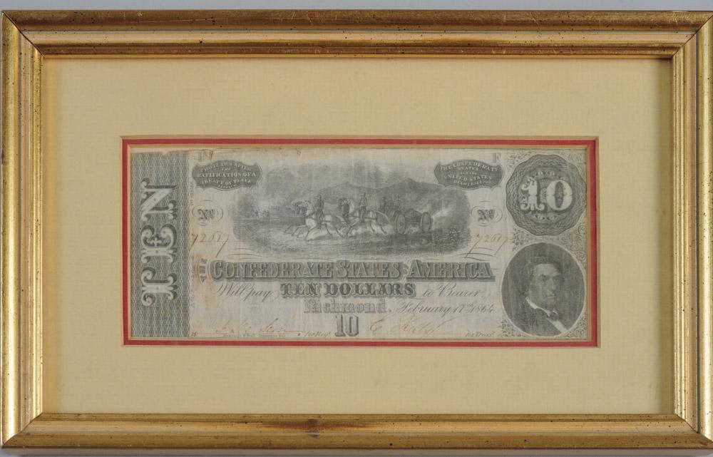 1864 Richmond Confederate 10 Dollar Bill (1 of 1)