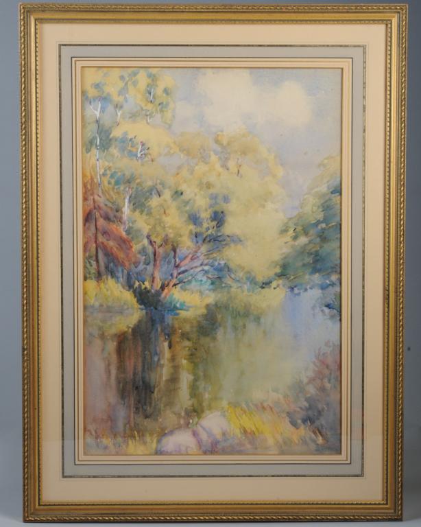 Two Watercolor Landscapes, Alice Dutton etc. (1 of 6)