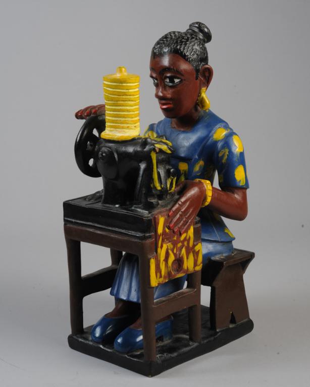 West African Folk Carving of Seamstress (1 of 6)