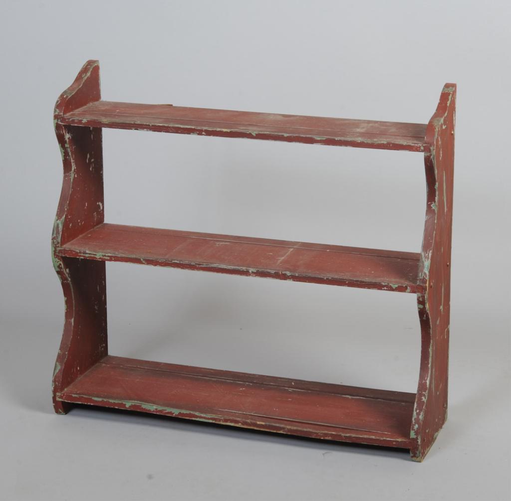Vintage Red Painted Hanging Shelf (1 of 3)