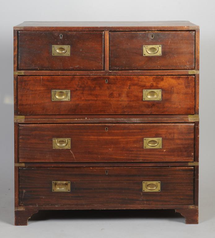 c.1850 English Mahogany Campaign Chest (1 of 18)