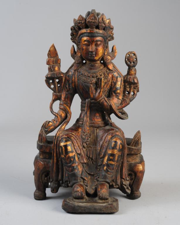 Antique Tibetan Wood Figure of Bodhisattva (1 of 9)