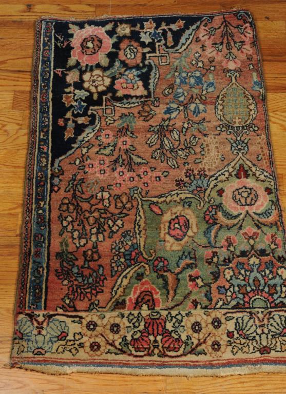 Semi Antique Persian Bidjar Wagireh (Sampler) Rug: Even medium pile throughout. Good overall condition with restored selvedge on both sides and conservation to apron on one end.Approx. 22" x 37".