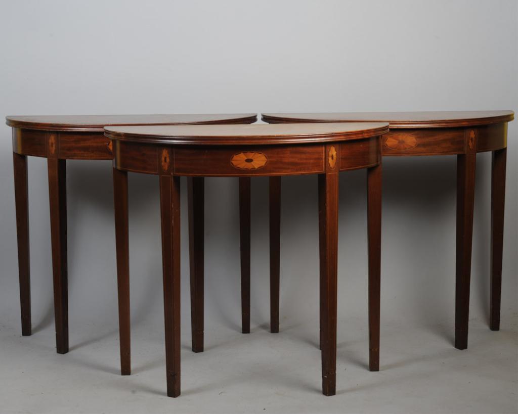 Three Hepplehwite Style Demilune Tables (1 of 8)