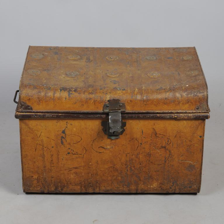 Antique Grain Painted Metal Trunk (1 of 3)