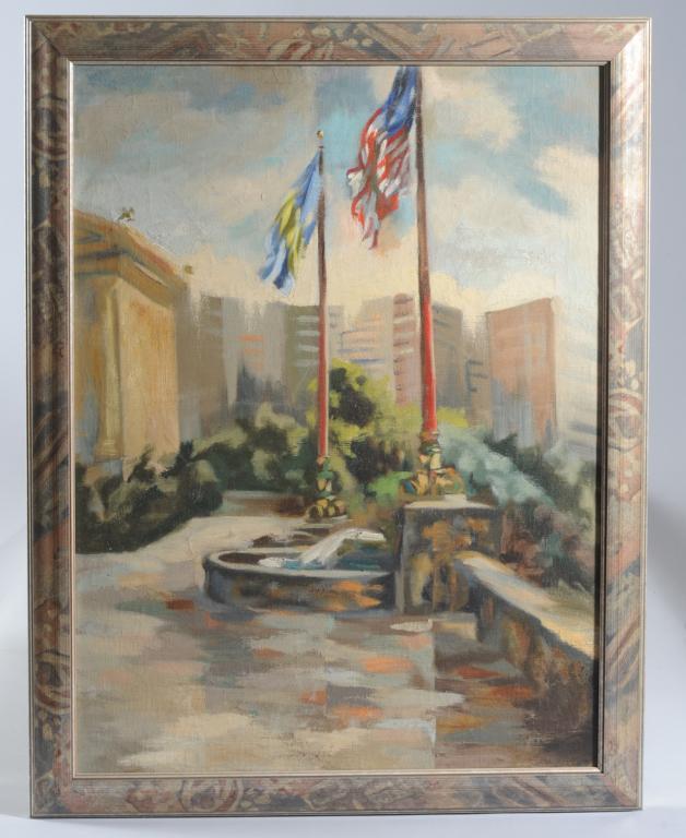 Oil on Canvas with Flags, Buildings (1 of 3)