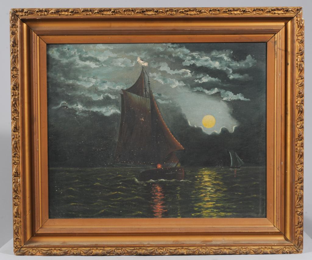 Oil Painting Sailboat in Moonlight (1 of 5)