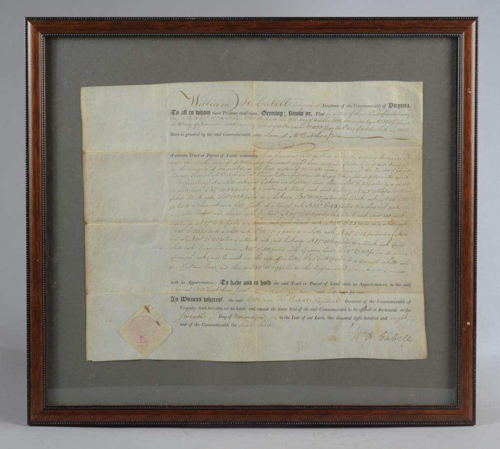 1808 Virginia Land Grant, Augusta County (1 of 5)