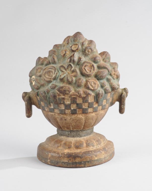 Painted Cast Iron Flowerpot Doorstop (1 of 2)