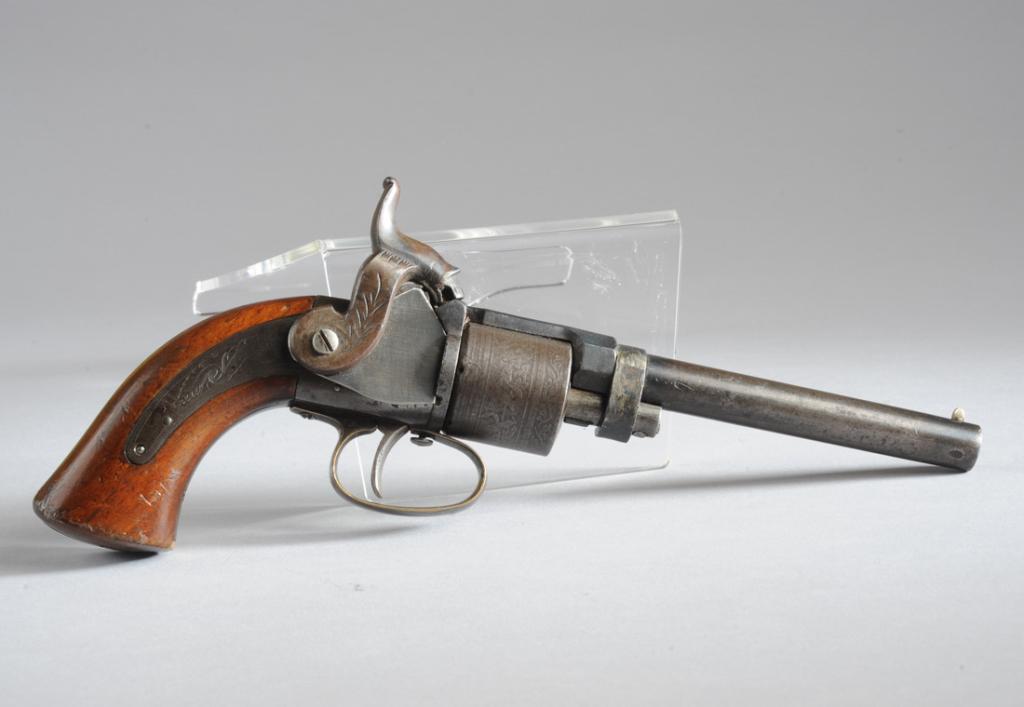 Mass. Arms Maynard Primed Pocket Model Revolver: Made 1851-60. 31 caliber. Total production 2500-3000. Approx 10" total length. Provenance: The estate of Fred France.