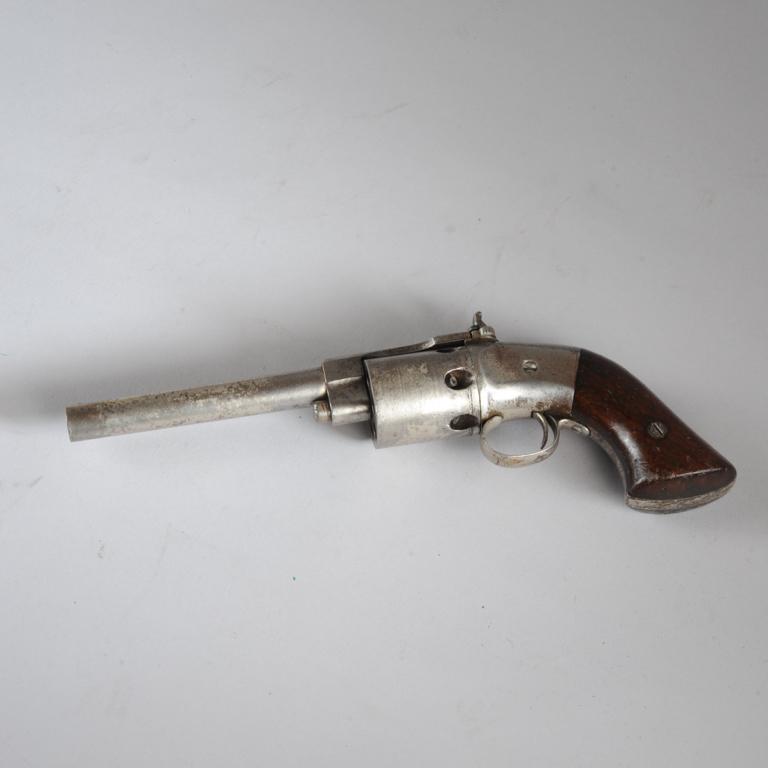 Charles Warner Pocket Model Revolver: Windsor Locks, Connecticut. 31 Caliber 6-shot revolver. Likely made late 1850s. Production number less than 1000. 5" barrel. Approx. 10" total length. Provenance: The estate of Fred France.